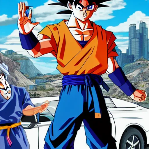 Prompt: goku in grand theft auto