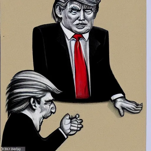 Image similar to a caricature drawing by Mort Druker of Donald Trump