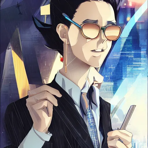 Image similar to portrait of the investigator of the modern metropolis, anime fantasy illustration by tomoyuki yamasaki, kyoto studio, madhouse, ufotable, comixwave films, trending on artstation