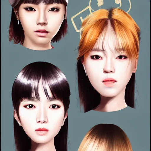 Image similar to portrait of all known kpop girls combined into one average and balanced face, treading artist on artstation