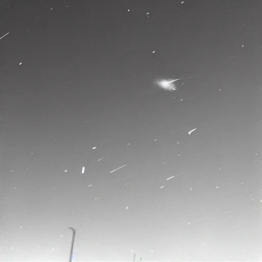 Image similar to a vintage photo of a large meteor just before it hits earth. grainy.