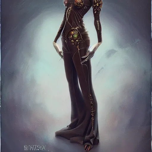 Prompt: ghibli tom bagshaw, curiosities carnival, anime soft paint of a single beautiful female full very tight long metallic suit ornate, accurate features, focus, very intricate ultrafine details, award winning masterpiece