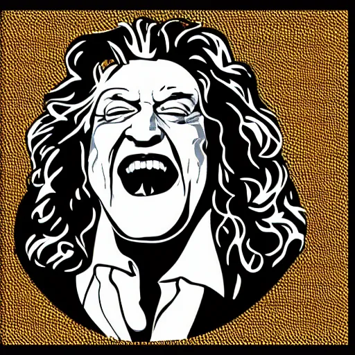 Image similar to robert plant from led zepelin singing, sticker - art, svg vector, adobe - illustrator