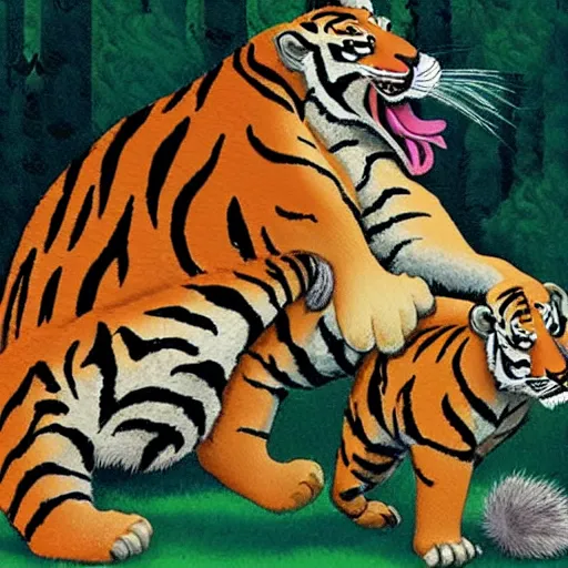 Prompt: Grandma being eaten by tiger