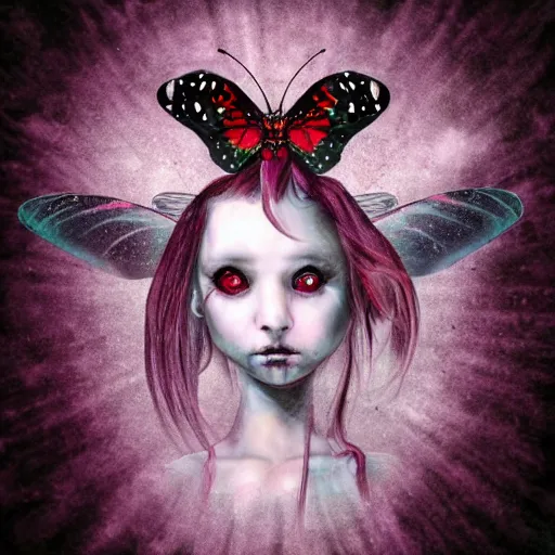 Prompt: a possessed demonic grunge butterfly in the style of mark ryden