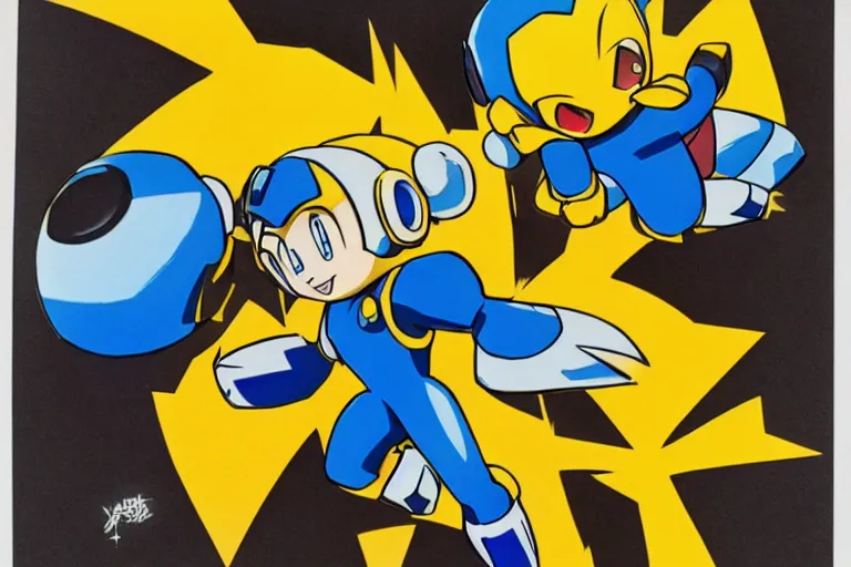 Image similar to Megaman as Pikachu lithography