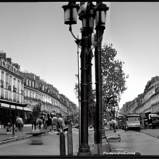 Image similar to Paris street in the Twilight Zone, strange things happening