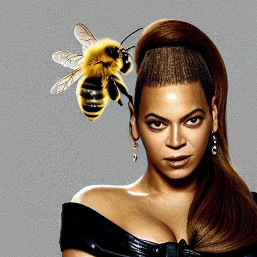 Prompt: beyonce as a bee hybrid