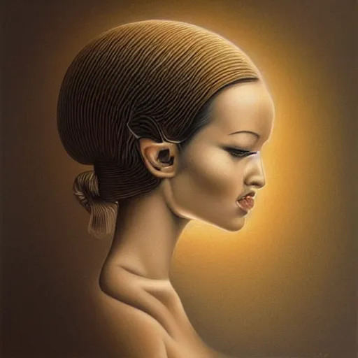 Image similar to skeuomorphic, airbrush art, minimalist, very detailed, detailed painting, an ultrafine detailed painting by rafal olbinski, a painting of a woman, pop surrealism, behance contest winner