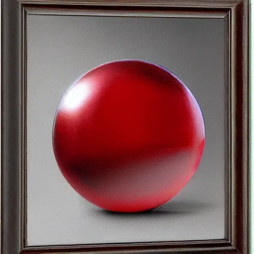 Prompt: chrome spheres on a red cube by mary beale