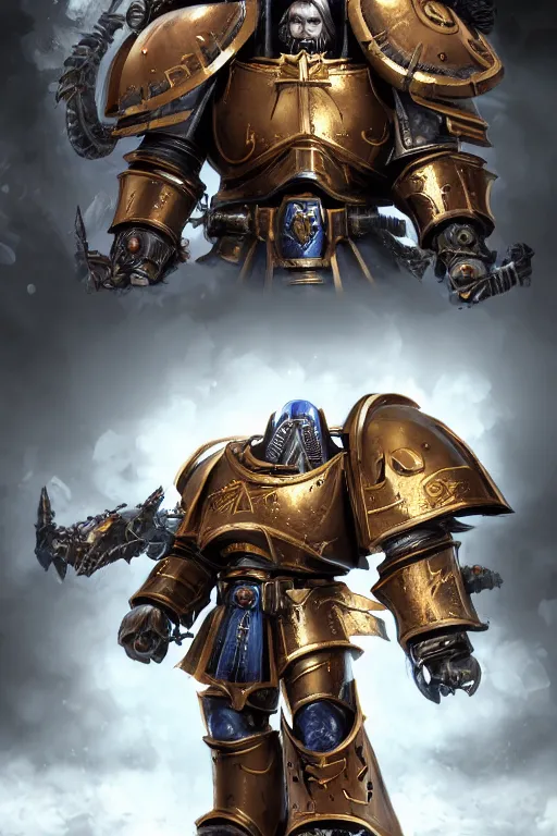 Image similar to armor portrait heros warhammer 4 0 k horus heresy fanart - the primarchs emperor by johannes helgeson animated with vfx concept artist & illustrator global illumination ray tracing hdr fanart arstation zbrush central hardmesh 8 k octane renderer comics stylized