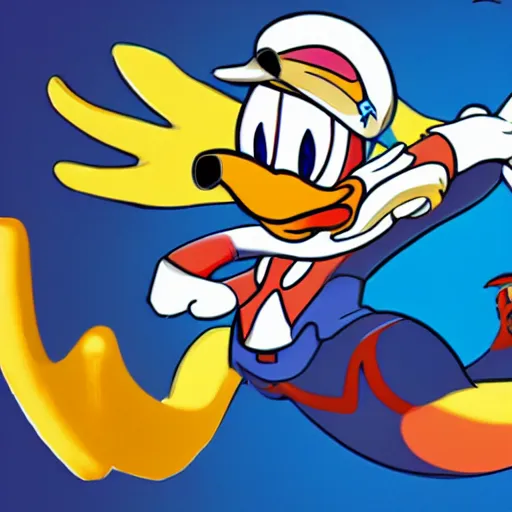 Prompt: Donald Duck as a character in Overwatch