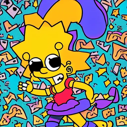 Prompt: Lisa simpson as a punk girl, wearing a leather jacket and leather boots, hyperdetailed