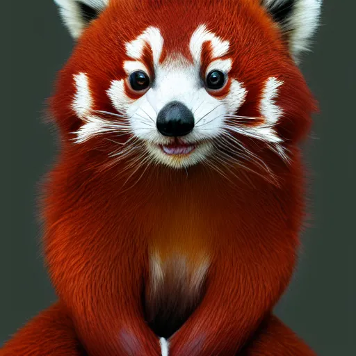 Image similar to portrait of an antrophomorphised red panda girl, digital art, highly detailed, award winning, concept art, intricate, sharp focus, Trending on Artstation HQ, unreal engine 5, 4K UHD image