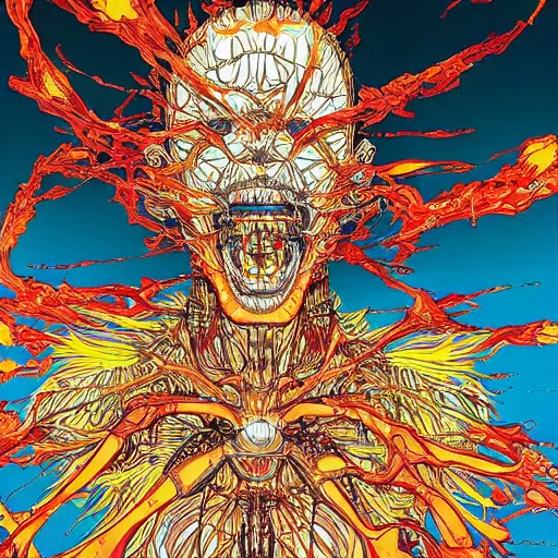 Image similar to shintaro kago yoji shinkawa and victo ngai cellular human body apophasis glorious energy of the sun