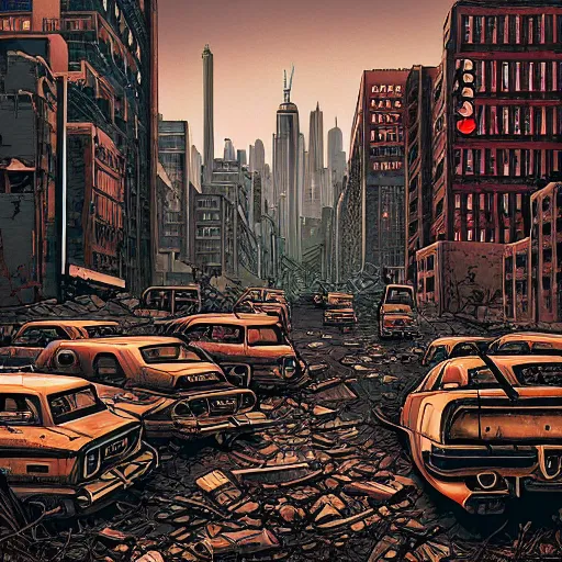 Image similar to abandoned new york city after a nuclear war, post - apocalyptic, fallout, by dan mumford, 4 k