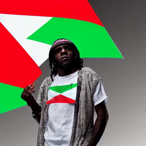 Image similar to chief keef holding a palestine flag 4 k quality super realistic
