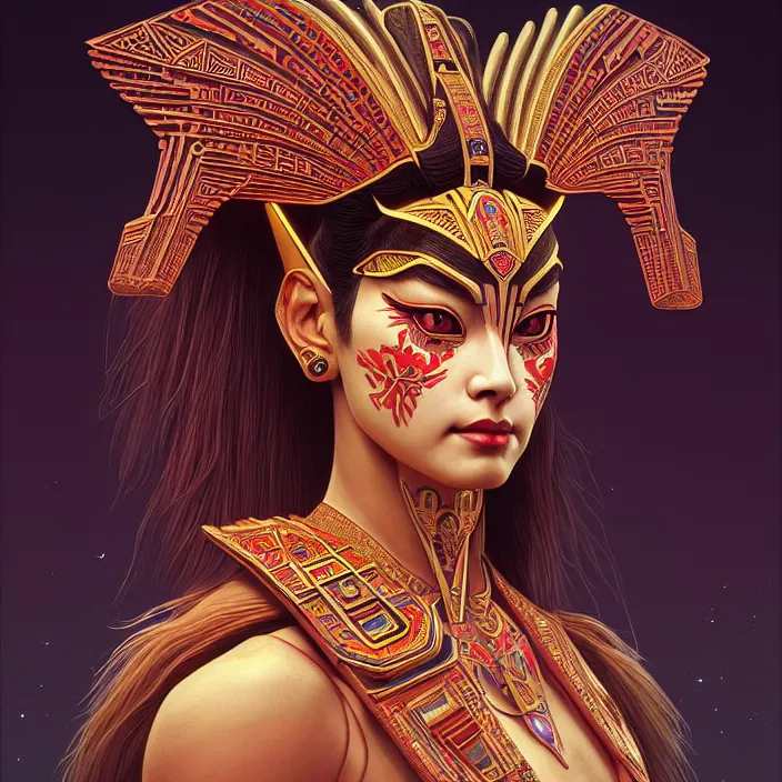 Image similar to symmetry! portrait of a sphinx, face decorated with chinese opera motifs, leds horizon zero dawn machine, intricate, elegant, highly detailed, digital painting, artstation, concept art, smooth, sharp focus, illustration, art by artgerm and greg rutkowski and alphonse mucha, 8 k