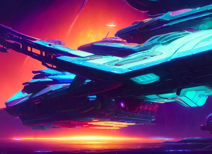 Prompt: A psychedelic spaceship astral dreadnought , vibrant color scheme, highly detailed, in the style of romanticism, cinematic, artstation, Moebius, Greg rutkowski