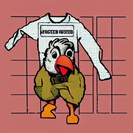 Image similar to chicken wearing inmate clothes