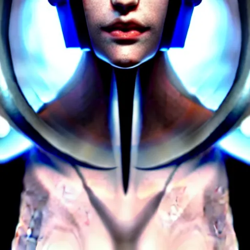 Image similar to Perfectly-Centered Half-body-Portrait of a Mechanical Cyberpunk Female Android, intricate, elegant, super highly detailed, professional digital painting, artstation, concept art, smooth, sharp focus, no blur, no dof, extreme illustration, Unreal Engine 5, Photorealism, HD quality, 8k resolution, cinema 4d, 3D, beautiful, cinematic, art by artgerm and greg rutkowski and alphonse mucha and loish and WLOP