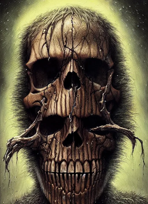 Image similar to sasquatch tarot card, highly detailed, half skull face, cinematic, 8 k, by stanley artgermm, tom bagshaw, greg rutkowski, carne griffiths, ayami kojima, beksinski, giger, trending on deviantart, hyper detailed, horror, full of colour