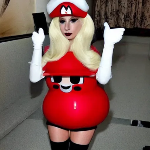 Prompt: lady gaga super mario cosplay