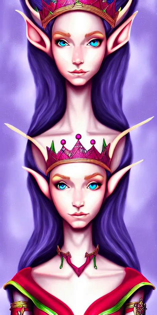 Prompt: an elf queen, digital art, highly detailed, elegant, art by serafleur.