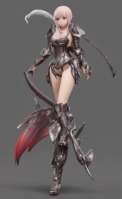 Image similar to Anime girl figure in dragon armor, unreal engine, highly detailed.