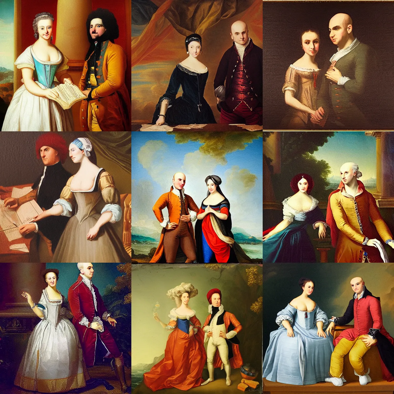Prompt: Aly & Fila as an 18th century painting