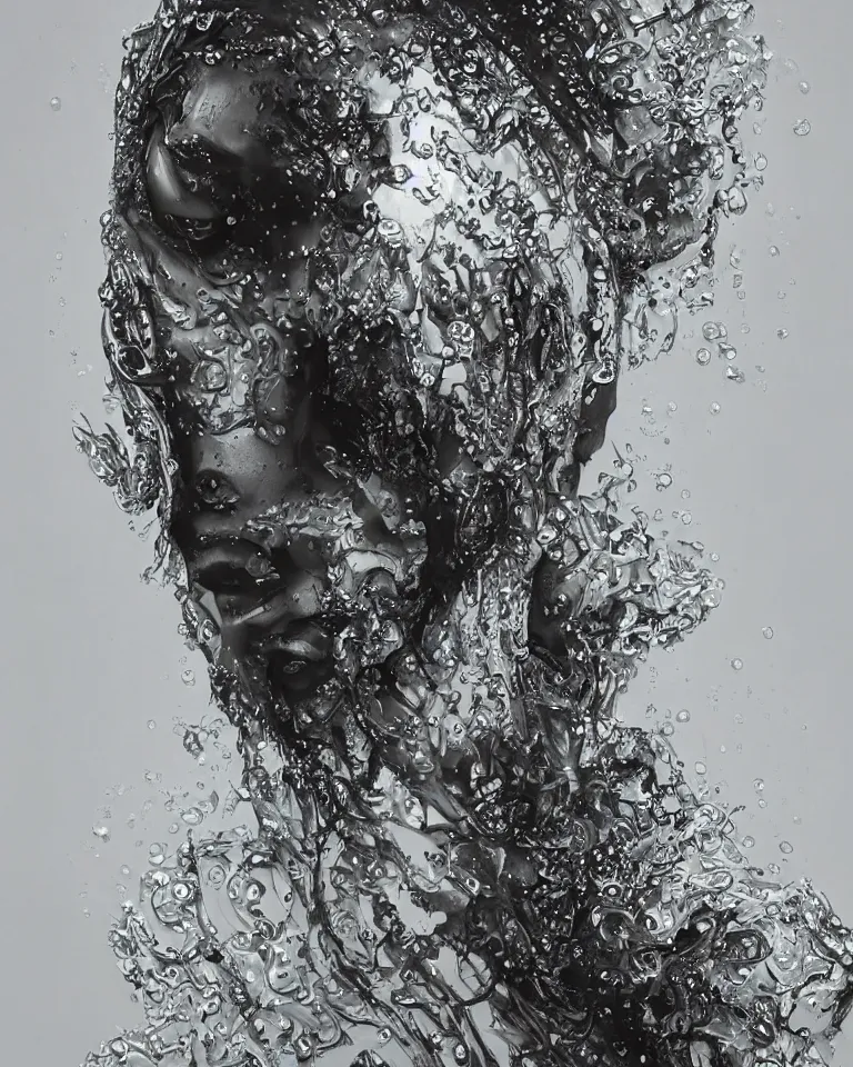 Prompt: sculpture made of water, portrait, female, future, shaman, harper's bazaar, vogue, magazine, insanely detailed and intricate, concept art, close up, wet, ornate, luxury, elite, elegant, trending on artstation, by ruan jia, by kenneth willardt, by ross tran, by wlop, by andrei riabovitchev