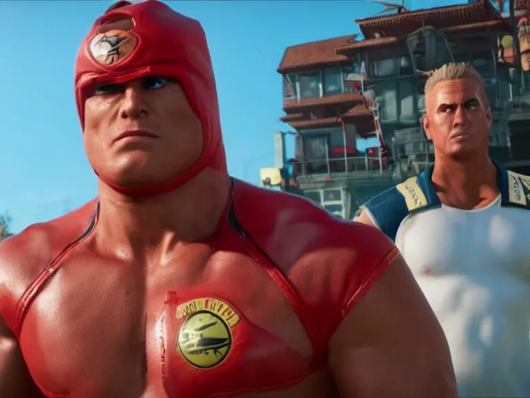 Prompt: Baywatch\'s mitch buchannon in Mortal Kombat 11, PS5, 5k, in-game cinematic, official media