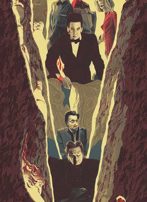 Prompt: twin peaks movie poster art by victor kalin