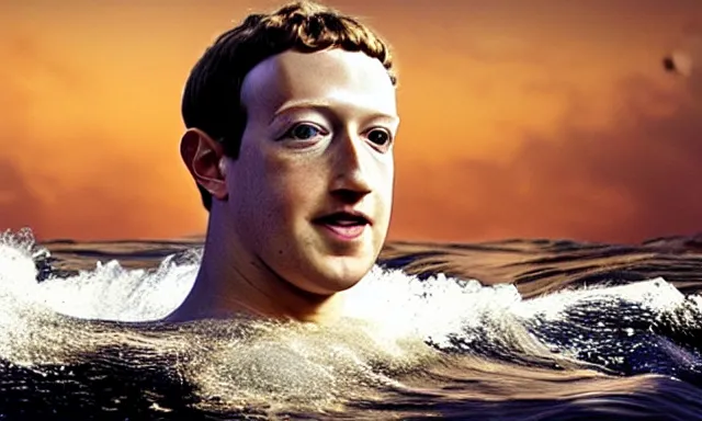 Image similar to mark zuckerberg as a mermaid ruling the ocean, photorealistic, cinematic lighting, highly detailed, extremely realistic color photograph by stanley kubrick