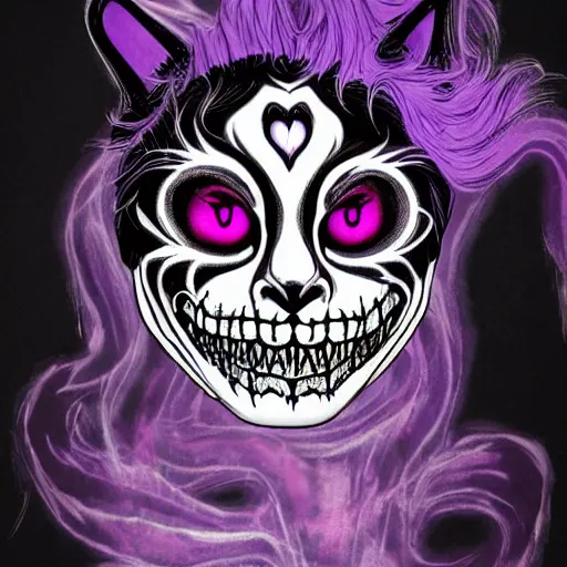 Image similar to psychedelic cheshire cat as phantom of the opera