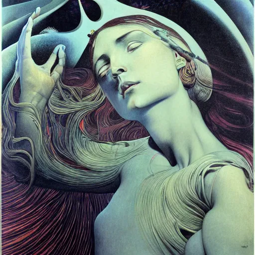 Prompt: queen of jupiter by zdzisław beksinski, zaha hadid and alphonse mucha