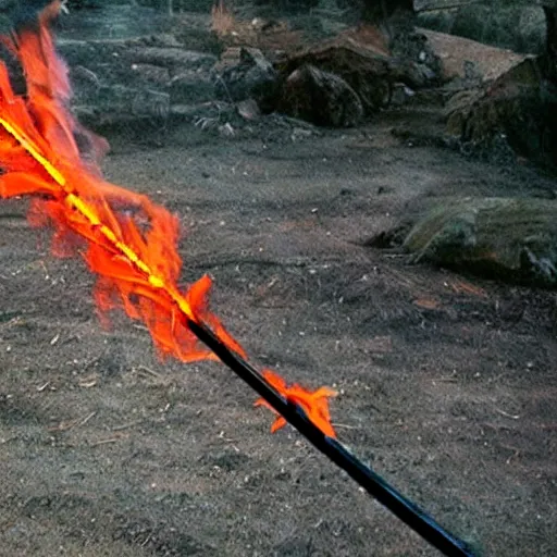 Image similar to a fire sword is falling from sky to earth