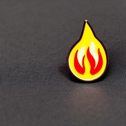 Prompt: a photo of a retro 1 9 6 0 s minimalistic plain fire flames warning label enamel pin, studio lighting, behance