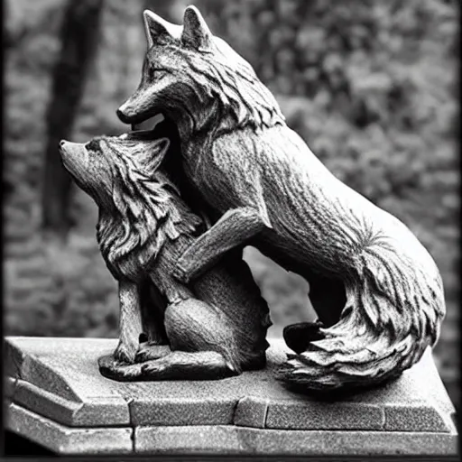 Prompt: “ capitalize wolf ” statue with a fox instead of a wolf