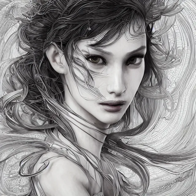 Prompt: the portrait of one sensual electric type personified as an absurdly beautiful, graceful, elegant, sophisticated, young woman made, an ultrafine hyperdetailed illustration by kim jung gi, irakli nadar, intricate linework, bright colors, octopath traveler, final fantasy, unreal engine 5 highly rendered, global illumination, radiant light, detailed and intricate environment