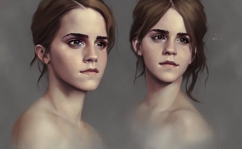 Image similar to A painting of Emma Watson trending on artstation in the style of Greg Rutkowski