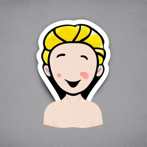 Image similar to girl with white hair in a hairbun and freckles, sticker, vector art, minimalist, emoji