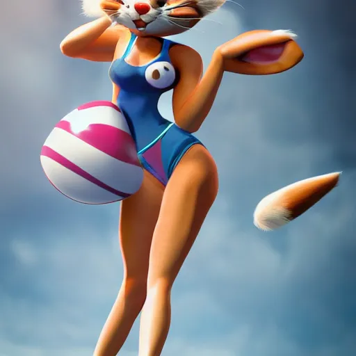 Image similar to Lola Bunny fan art, deviantart, octane render