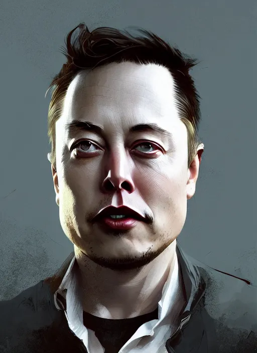 Prompt: a beautiful portrait of elon musk. character design by cory loftis, fenghua zhong, ryohei hase, ismail inceoglu and ruan jia. artstation, volumetric light, detailed, rendered in octane