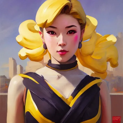 Image similar to greg manchess portrait painting of sakura from fortnite as overwatch character, medium shot, asymmetrical, profile picture, organic painting, sunny day, matte painting, bold shapes, hard edges, street art, trending on artstation, by huang guangjian, gil elvgren, ruan jia, greg rutkowski, gaston bussiere