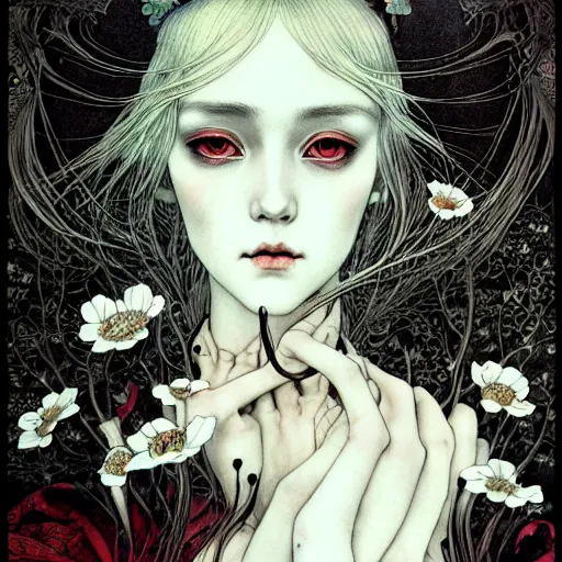 Image similar to portrait painted in zhang jingna style drawn by vania zouravliov and takato yamamoto, inspired by dark fairytales, intricate acrylic gouache painting, high detail, sharp high detail, artstation