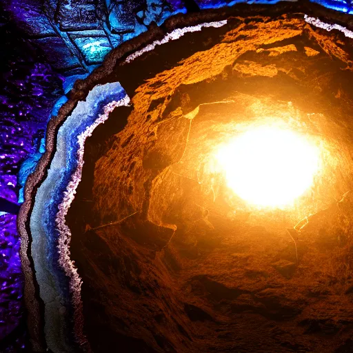 Image similar to Geode portal, Hubble photo background, volumetric lighting