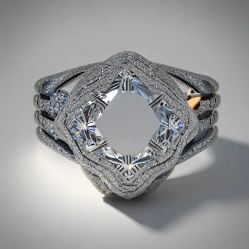 Prompt: diamond magic ring fantasy item, 8 k, fantasy, realistic, volumetric lighting, mood lighting, product view, rendered in cinema 4 d