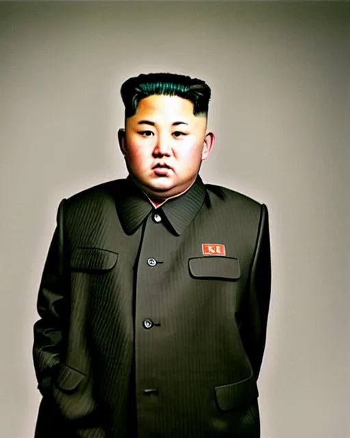 Prompt: portrait photo of kim jong un kardashian taken by annie leibovitz