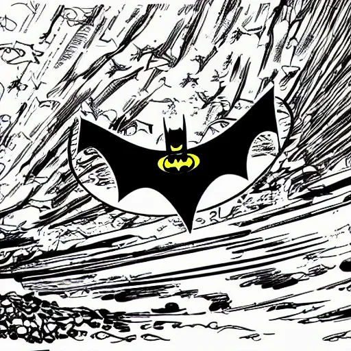 Prompt: batman at the beach swimming in the sea, comic art style, detailed lines, highly detailed